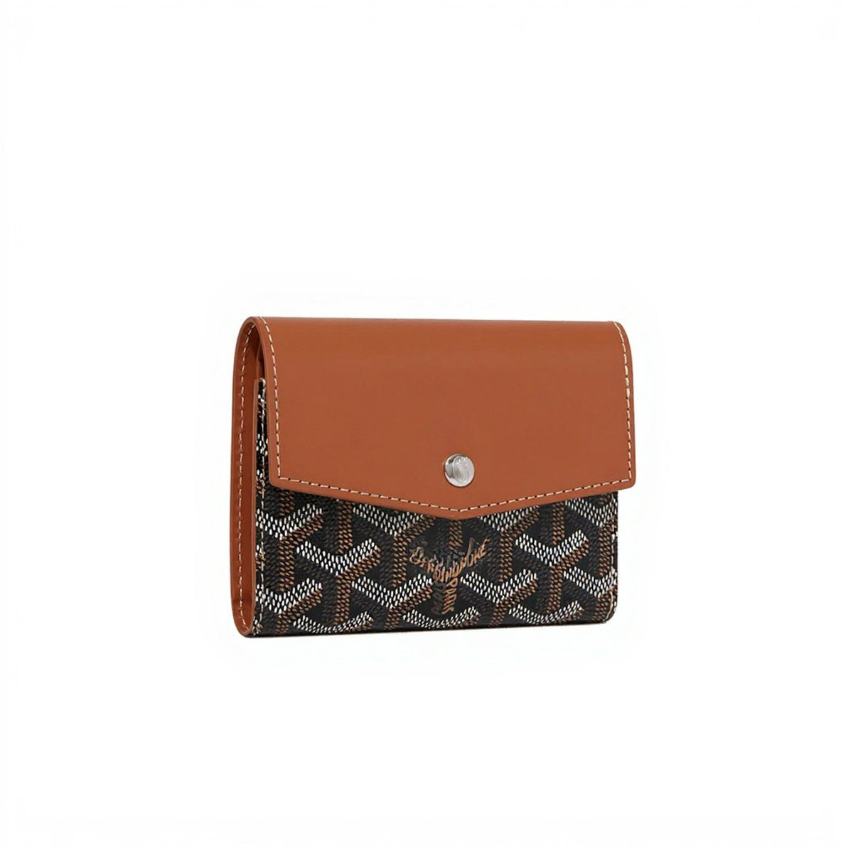 Compact Bi-Fold Wallet with Coin Pocket - Black & Tan