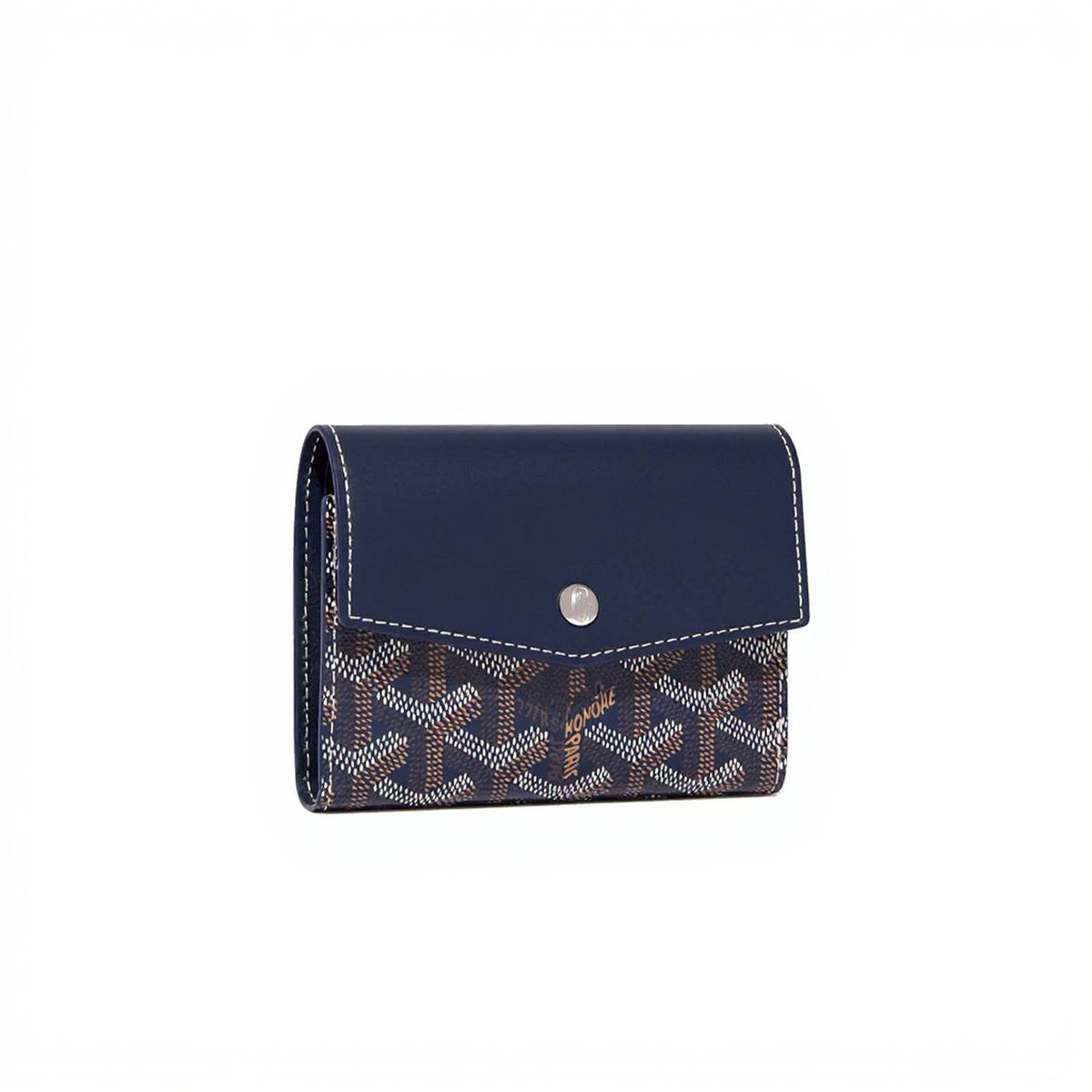 Compact Bi-Fold Wallet with Coin Pocket - Navy Blue