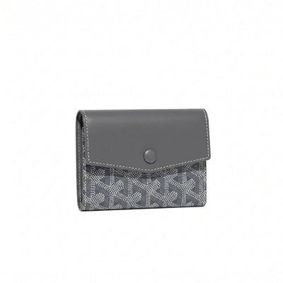 Compact Bi-Fold Wallet with Coin Pocket - Grey