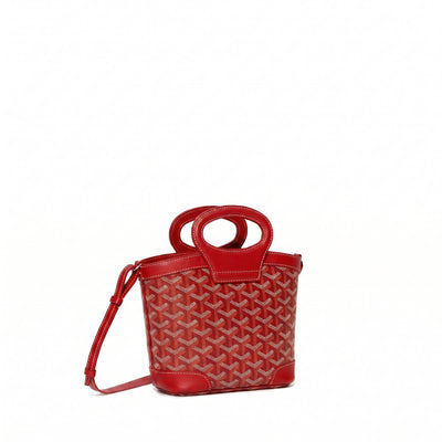 Drawstring Mini Bucket Bag - Red