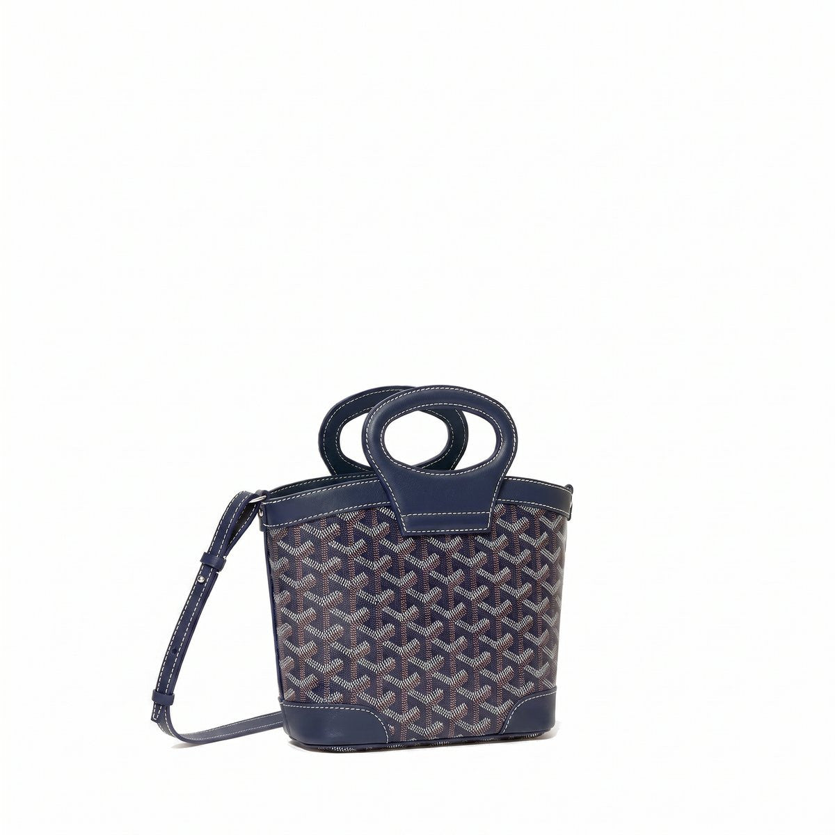 Drawstring Mini Bucket Bag - Navy Blue