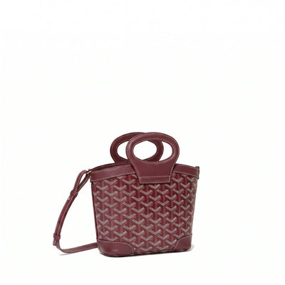 Drawstring Mini Bucket Bag - Burgundy