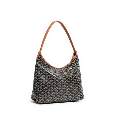 Slouchy Hobo Shoulder Bag - Black & Tan