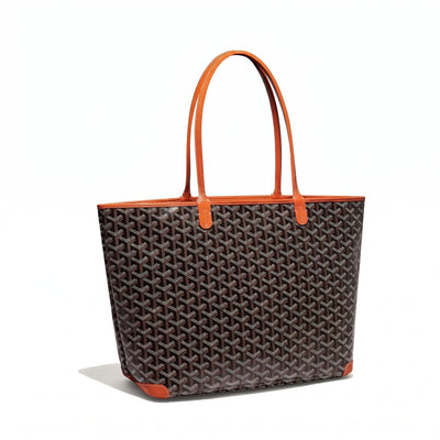 Zippered Canvas Tote - Medium - Black & Tan