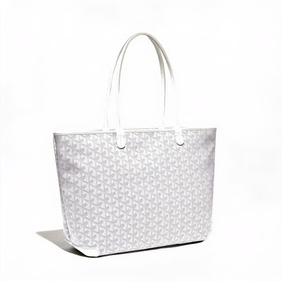Zippered Canvas Tote - Medium - White