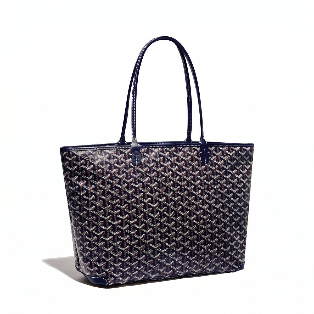 Zippered Canvas Tote - Medium - Navy Blue