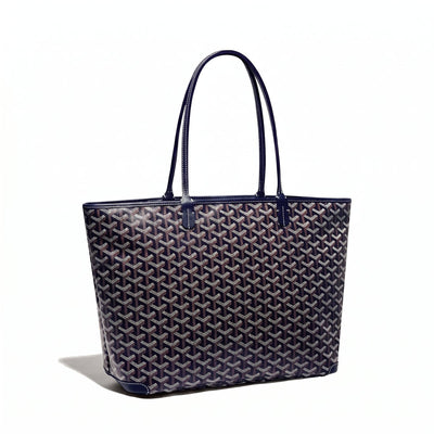Zippered Canvas Tote - Medium - Navy Blue