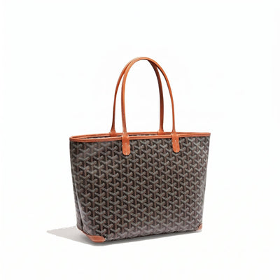Zippered Canvas Tote - Small - Black & Tan