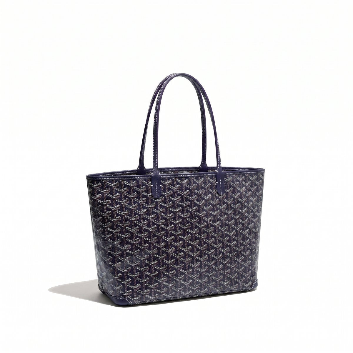 Zippered Canvas Tote - Small - Navy Blue