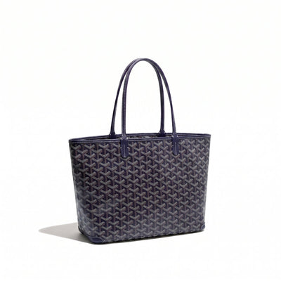 Zippered Canvas Tote - Small - Navy Blue