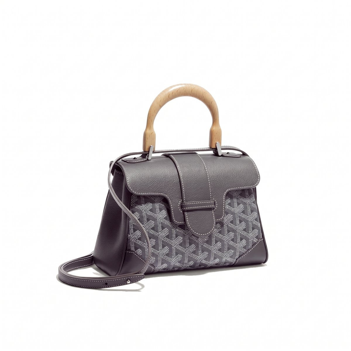 Soft Leather Mini Crossbody Bag - Grey