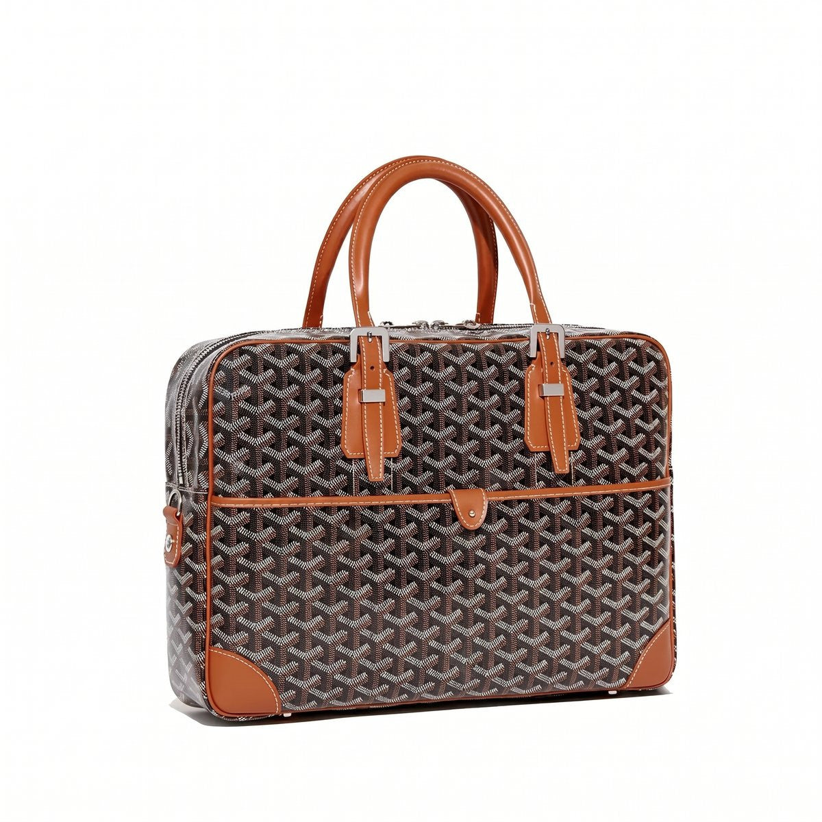 Structured Document Briefcase - Medium - Black & Tan