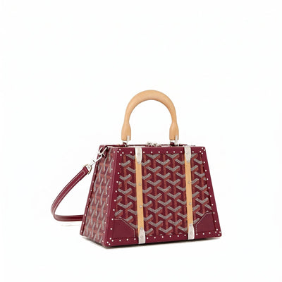 Mini Structured Trunk Crossbody - Burgundy