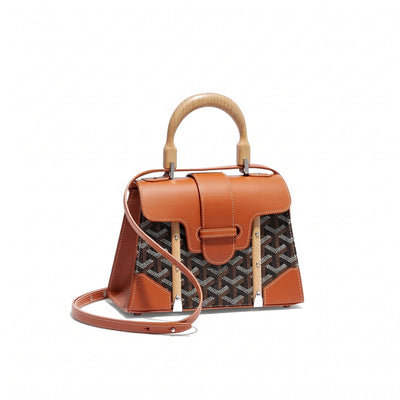 Structured Mini Top-Handle Bag - Black & Tan