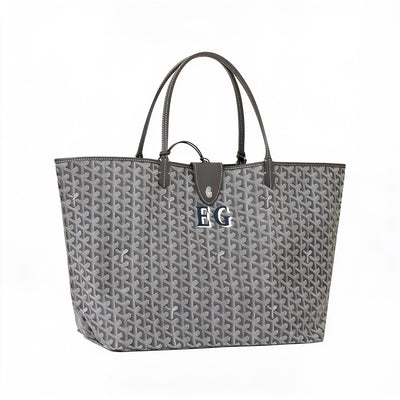 Personalized Initials Canvas Tote - Large - Grey