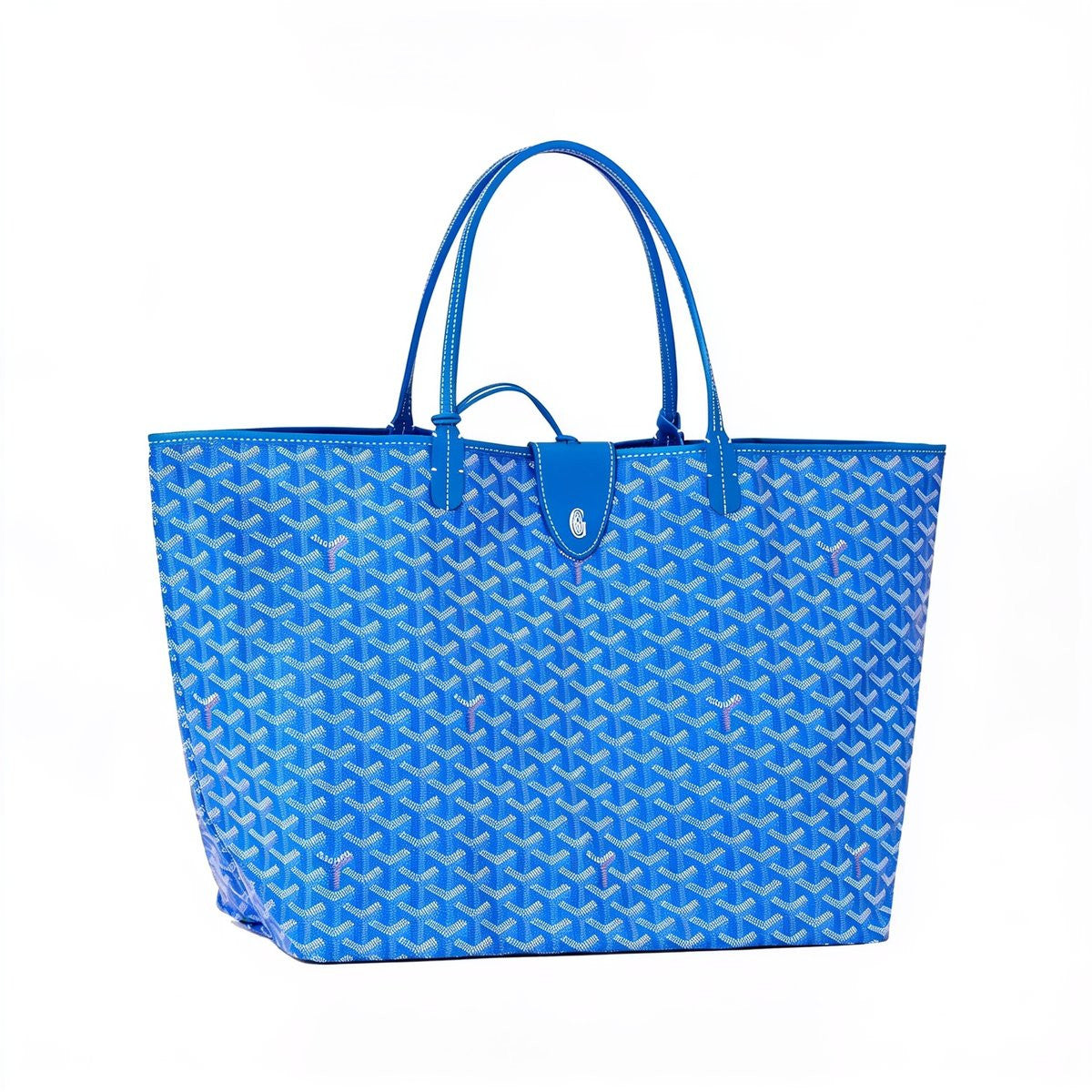 Personalized Initials Canvas Tote - Large - Sky Blue