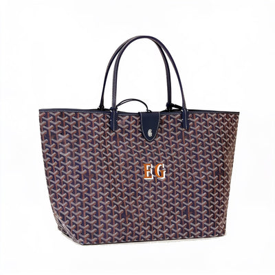 Personalized Initials Canvas Tote - Large - Navy Blue