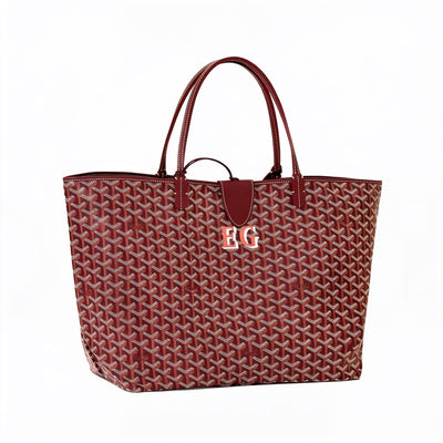 Personalized Initials Canvas Tote - Large - Burgundy