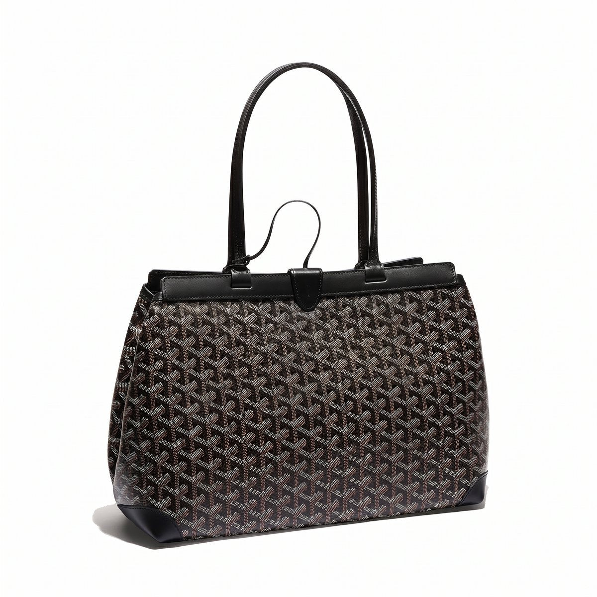 Contrast Leather Shoulder Bag - Black