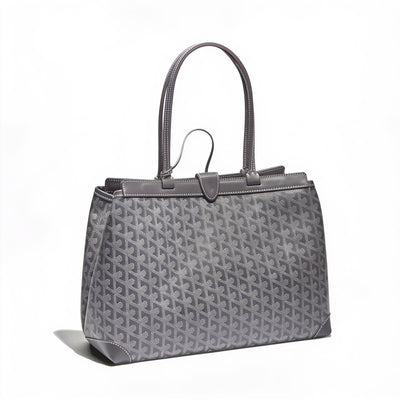 Contrast Leather Shoulder Bag - Grey