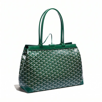 Contrast Leather Shoulder Bag - Green