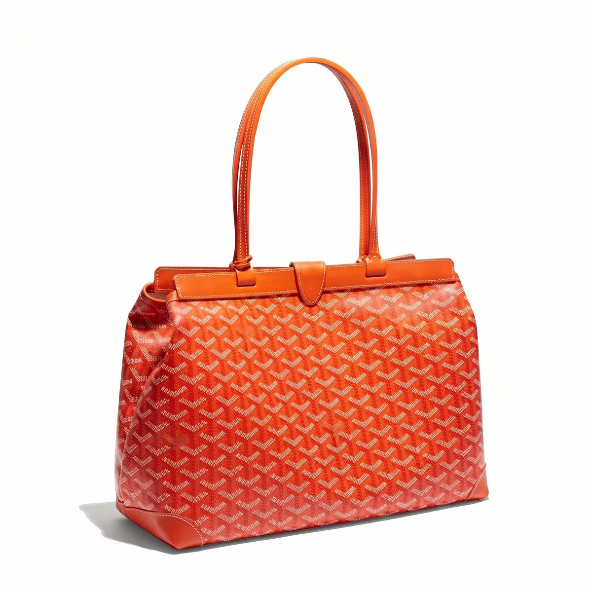 Contrast Leather Shoulder Bag - Orange