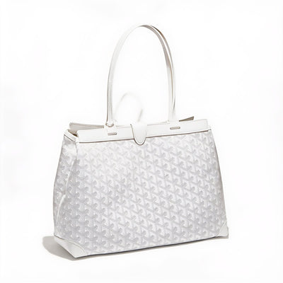 Contrast Leather Shoulder Bag - White