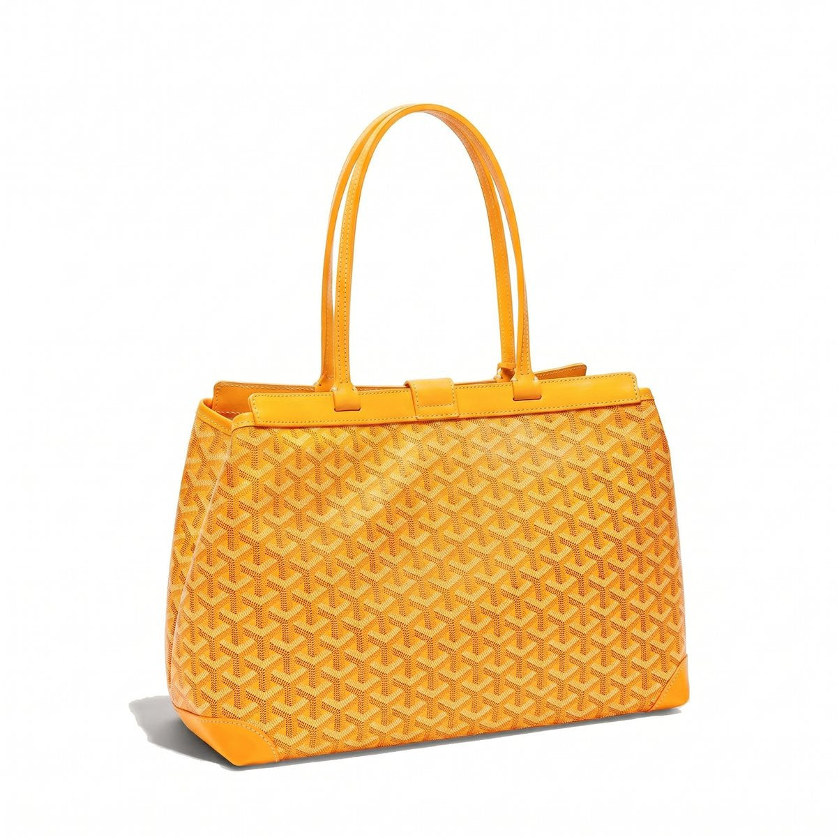 Contrast Leather Shoulder Bag - Yellow