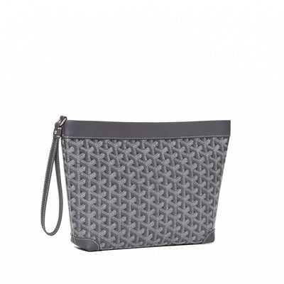 Compact Leather Everyday Pouch - Grey