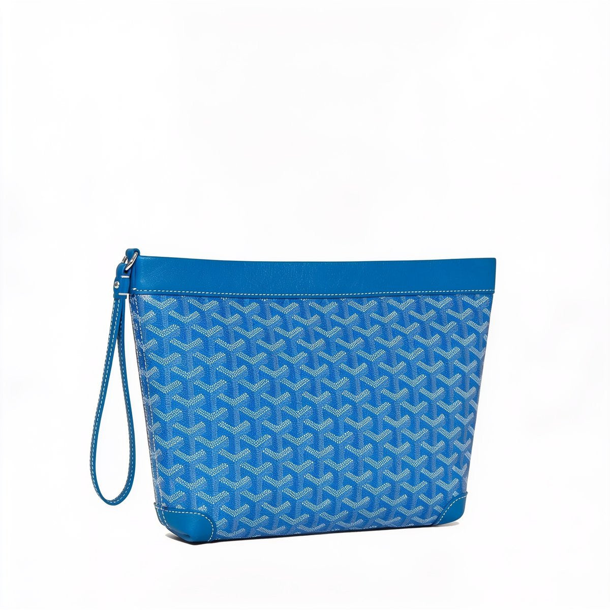 Compact Leather Everyday Pouch - Sky Blue