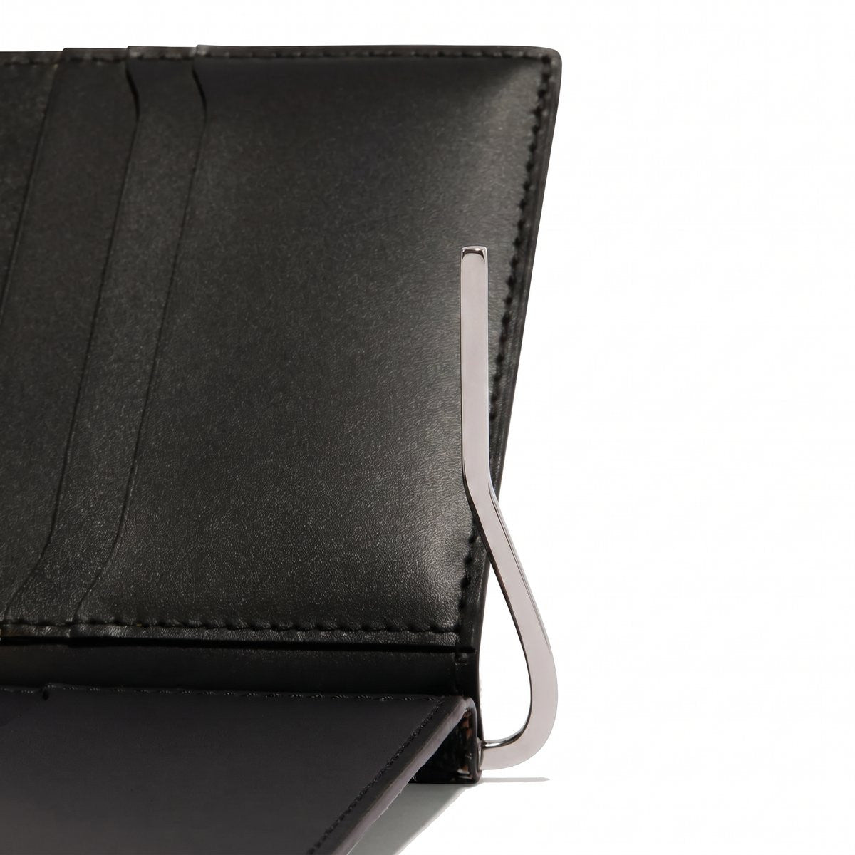 Leather Money Clip Card Holder - Black - 3